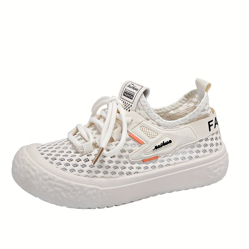 Women's White Knit Mesh Sneakers Summer Casual Shoes