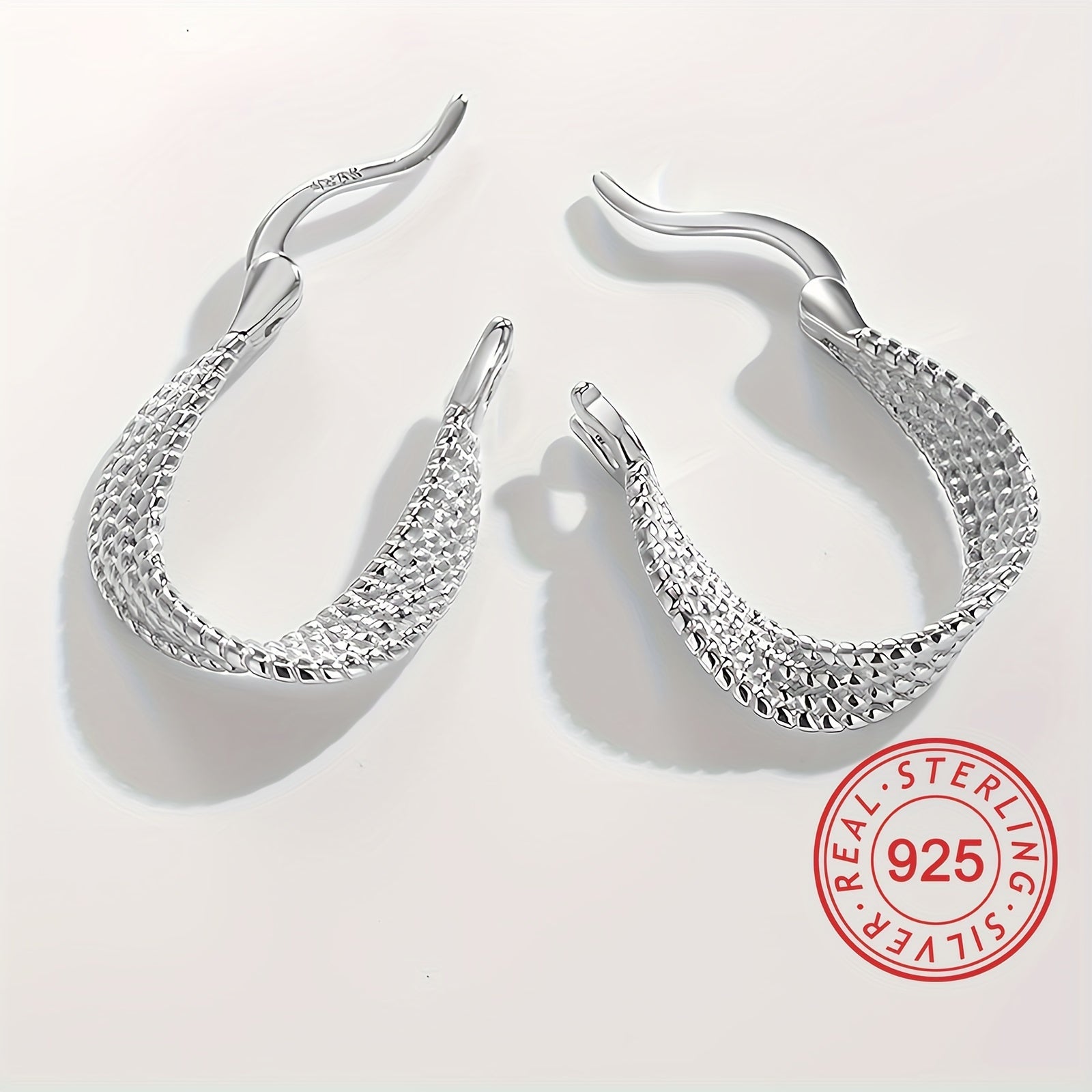 Sterling Silver Hoop Earrings for Women Twisted Design Hypoallergenic Jewelry