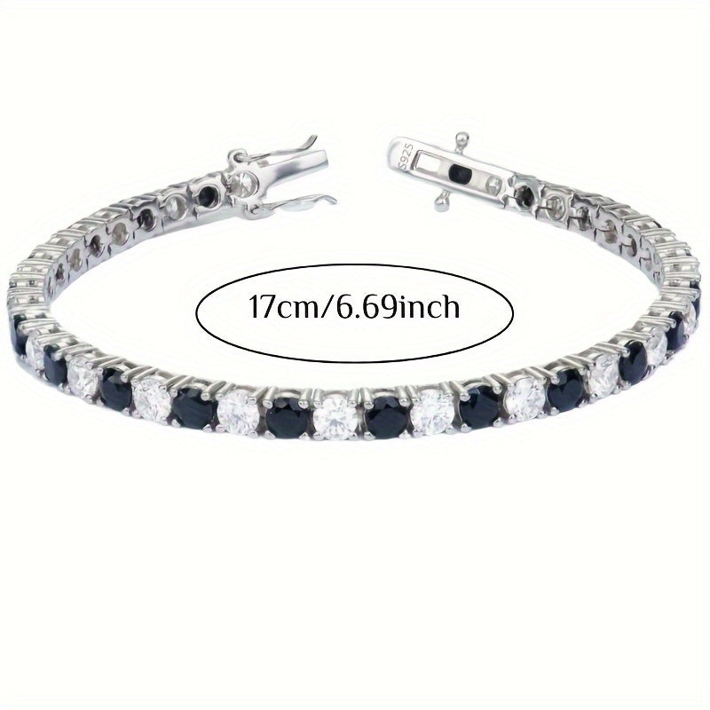 Sterling Silver and Gold Plated Tennis Bracelet with Moissanite Stones and December Birthstone