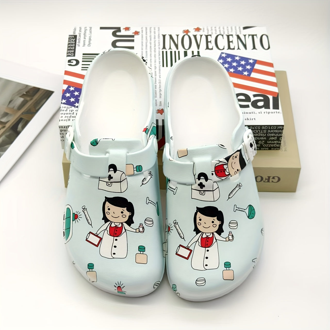 Women's EVA Nurse Clogs Slip-On Non-Slip Cartoon Fashion Comfortable Work Shoes