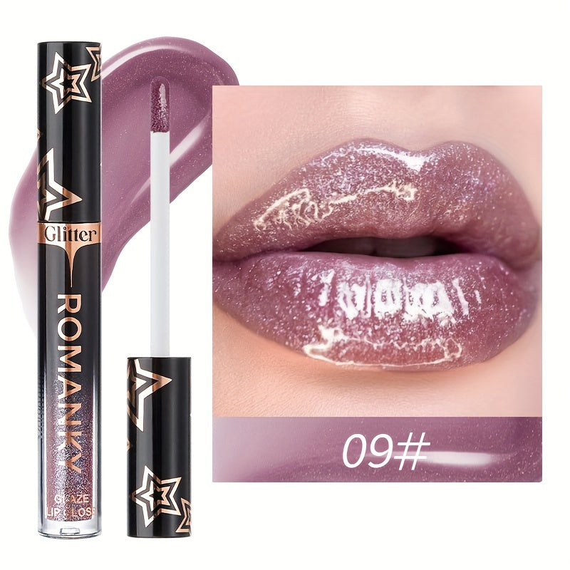 Women Pearlescent Liquid Lip Gloss Long-Lasting Shine Colors Orange Pink Red