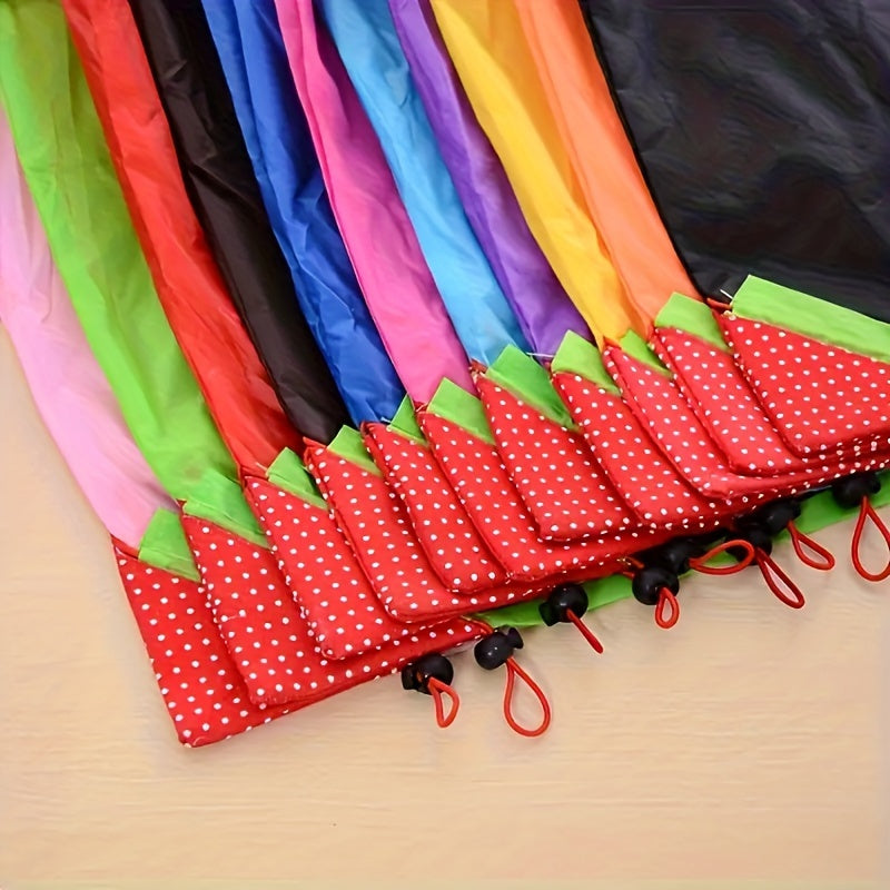 Складная сумка-торба с клубникой для женщин и девочек, многоразовая, из полиэстера, стильная