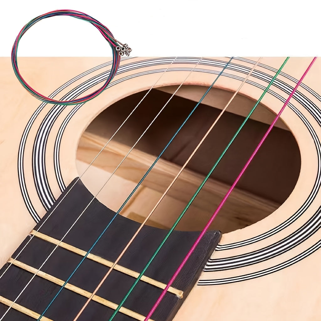 6-Pack Copper Core Steel Acoustic Guitar Strings Set with Mixed Colors