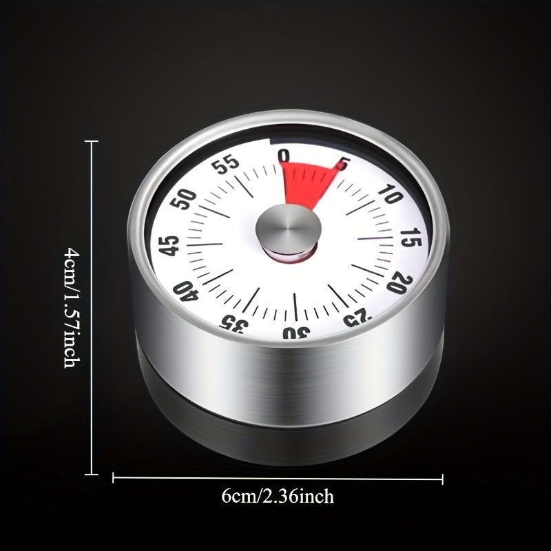 Stainless Steel oshxona taymer 60 daqiqalik mexanik hisoblagich, ikki tomonlama displey, qizil va oq