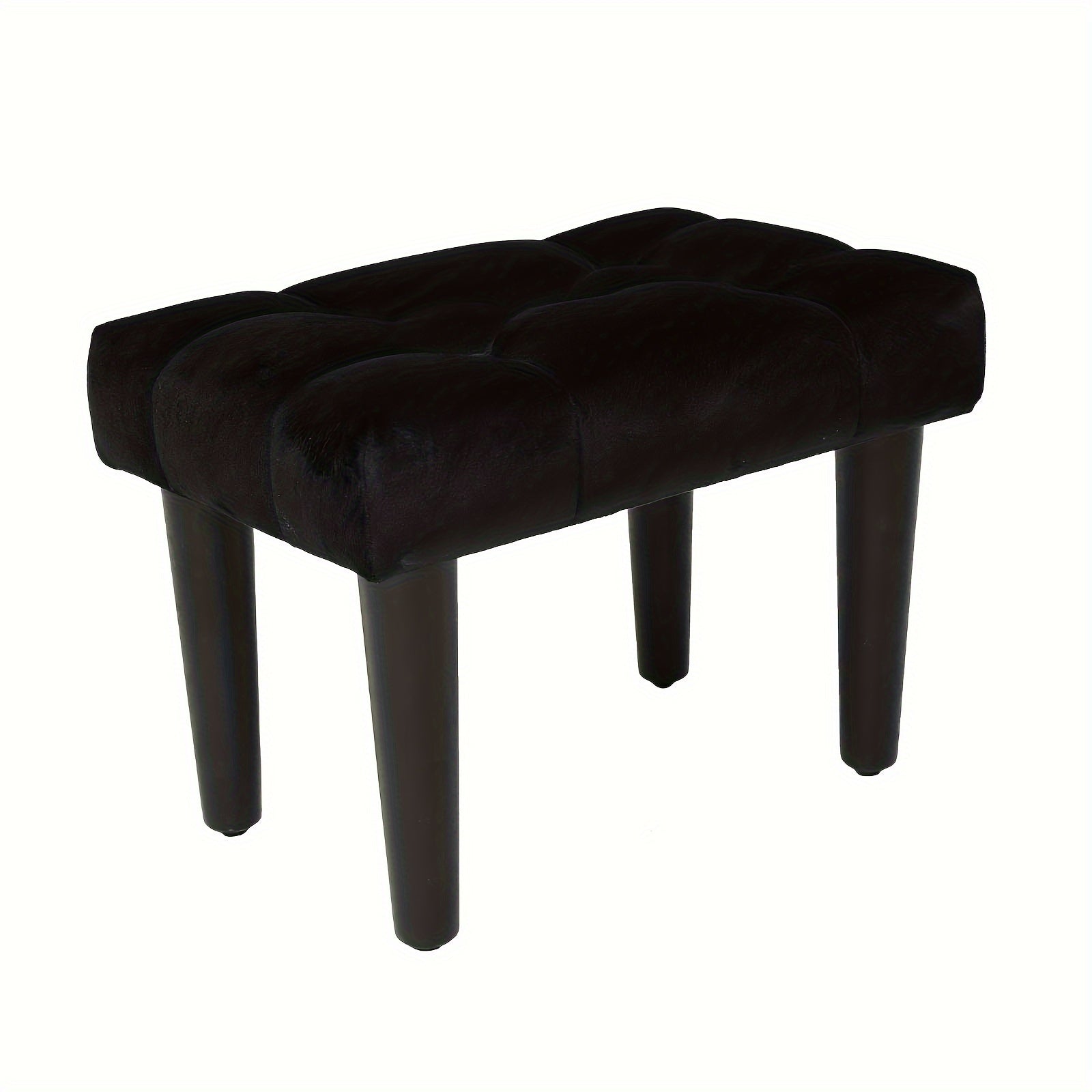 Small Velvet Footstool Ottoman with Wood Legs for Living Room Entryway Office