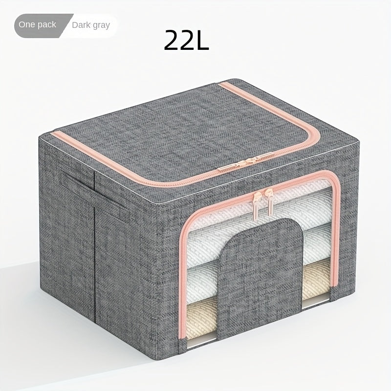 Koʻchiriladigan saqlash qutisi, shaffof poʻlat ramkali, shkafni tartibga solish uchun, katta sigʻimli kiyimlar saqlash