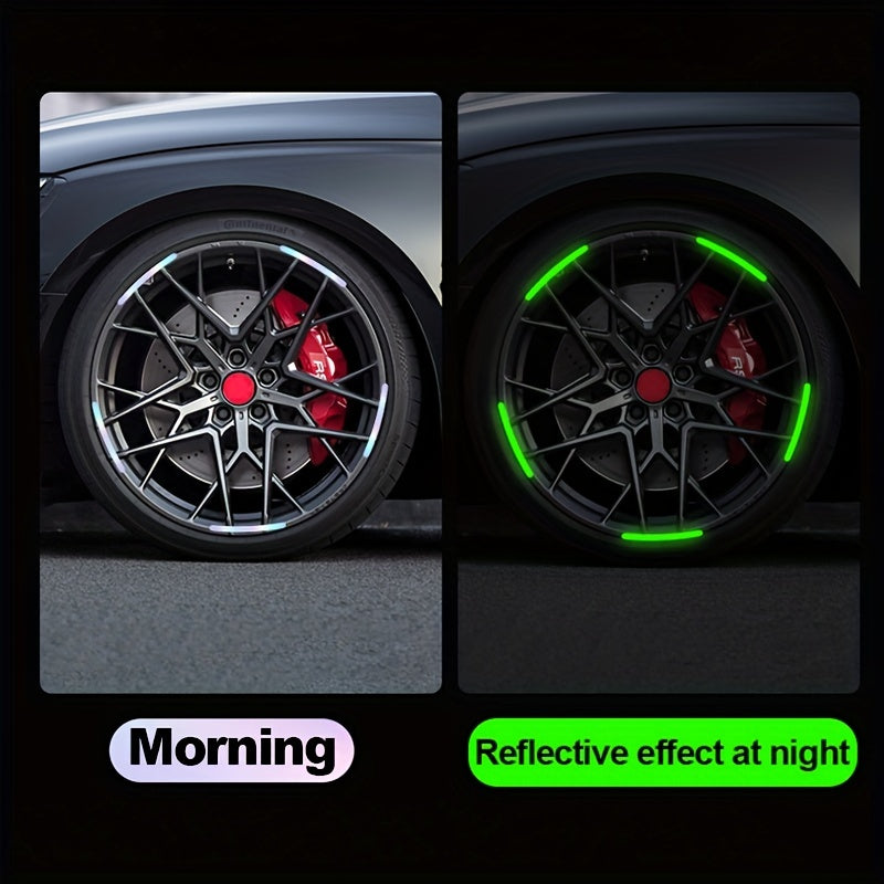 20 Pcs Car Wheel Luminous Reflective Stickers Green Night Decor