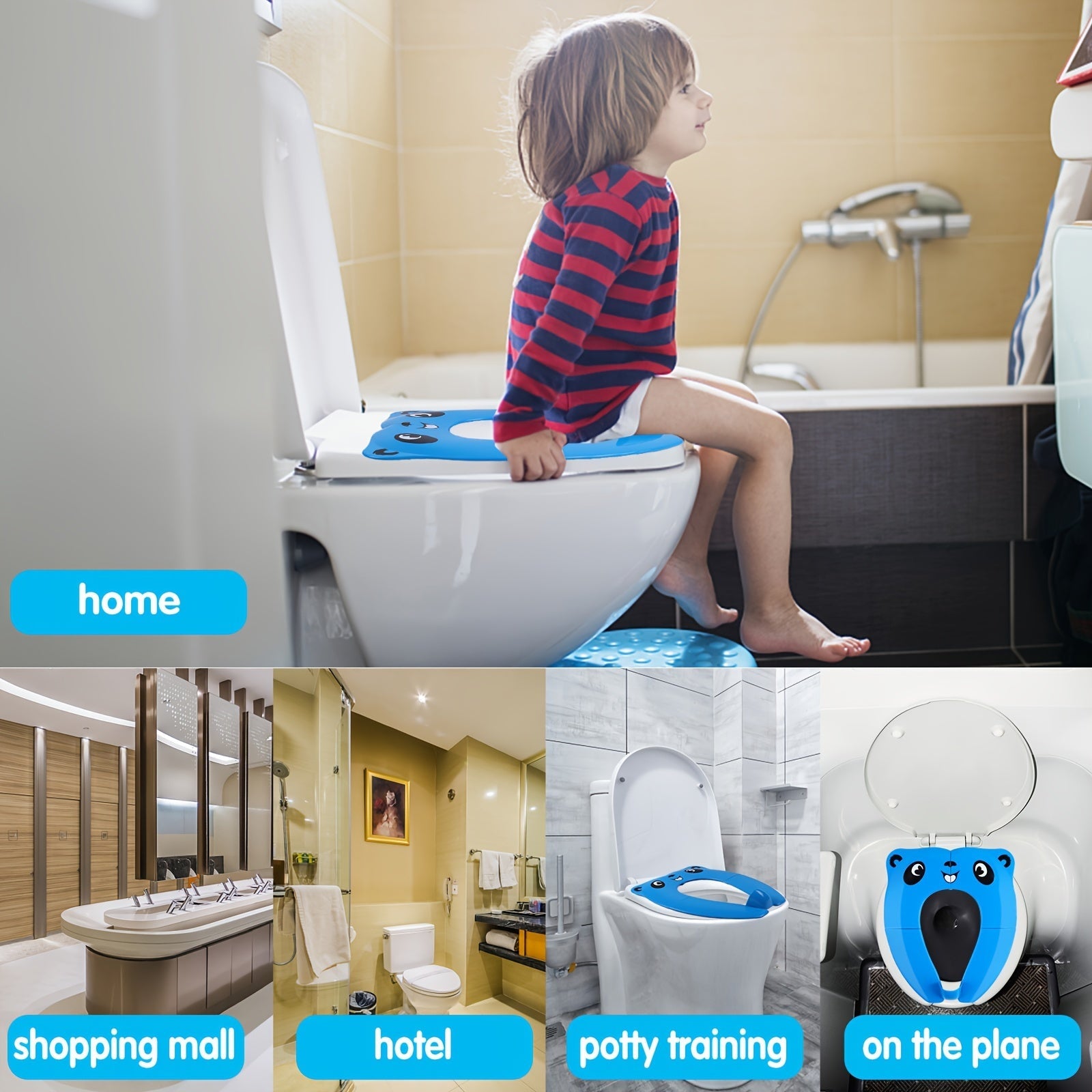 Kids Portable Foldable Toilet Seat Cover with Anti-Slip Pads Splash-Proof