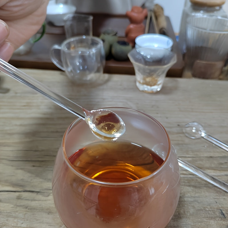 Set of 3 Clear Glass Coffee and Dessert Spoons Heat-Resistant Stirring Utensils