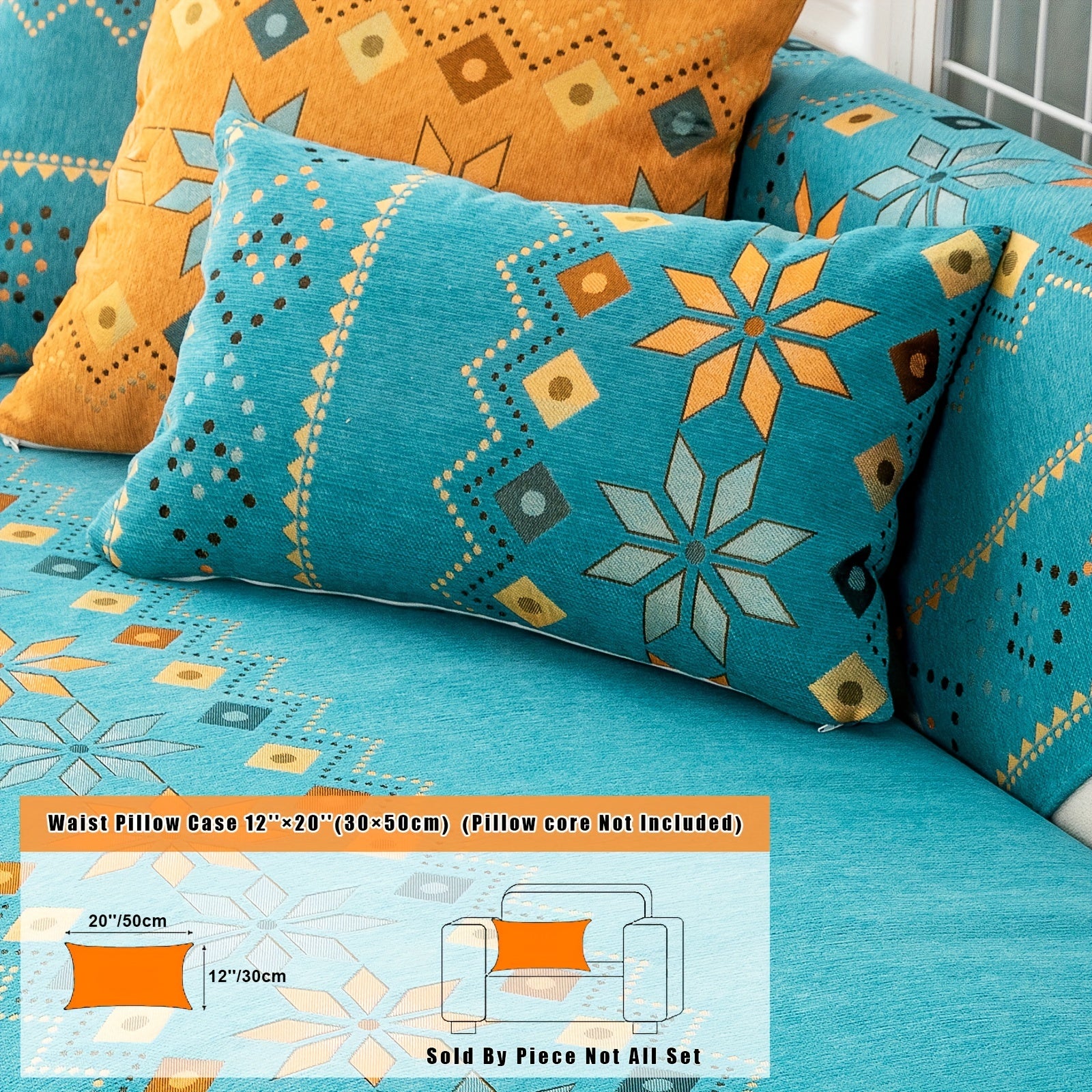 Bohemian Embroidered Sofa Slipcover with Pillowcase and Cushion Covers for Living Room and Bedroom