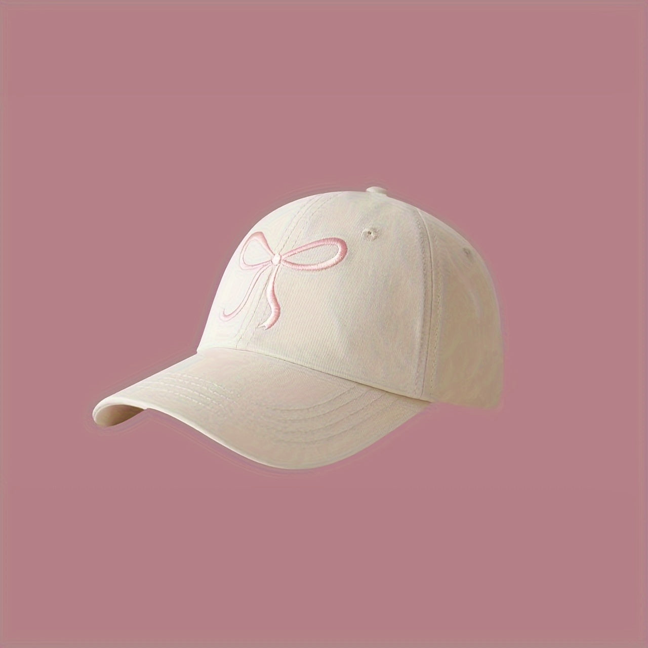 Adjustable Pink Bowknot Baseball Cap Lightweight Polyester Casual Unisex