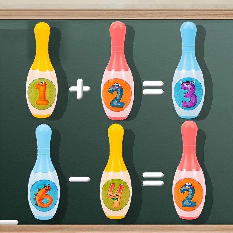 8-chiqishli bolalar uchun bowling o'yinchoq to'plami, ichki va tashqi o'yinlar uchun, ko'k va rang-barang