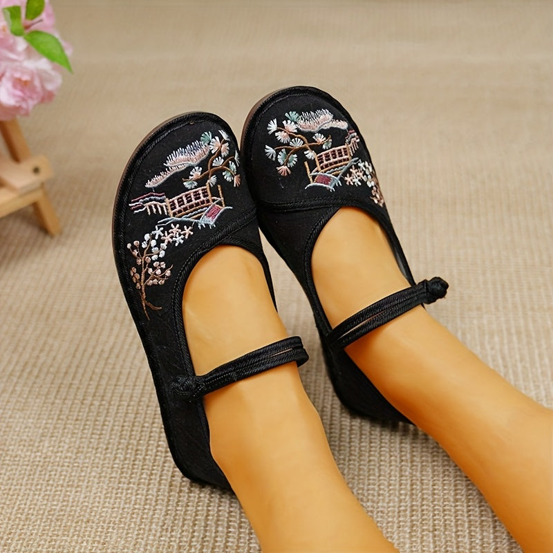 Женские мягкие тканевые туфли весна этнический ретро вышивка комфорт