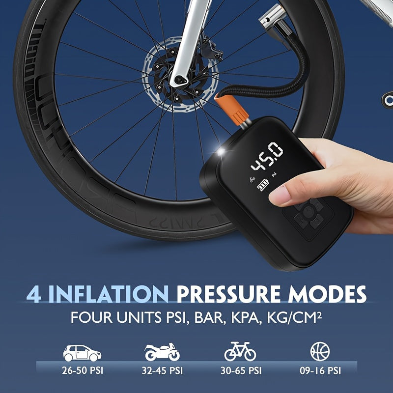 150W Portable Car Tire Inflator with LED Light USB Rechargeable Safe and Efficient