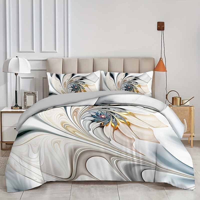Marble Print Bedding Set 3 Piece Duvet Cover and Pillowcases Soft Comfort for Bedroom or Guest Room