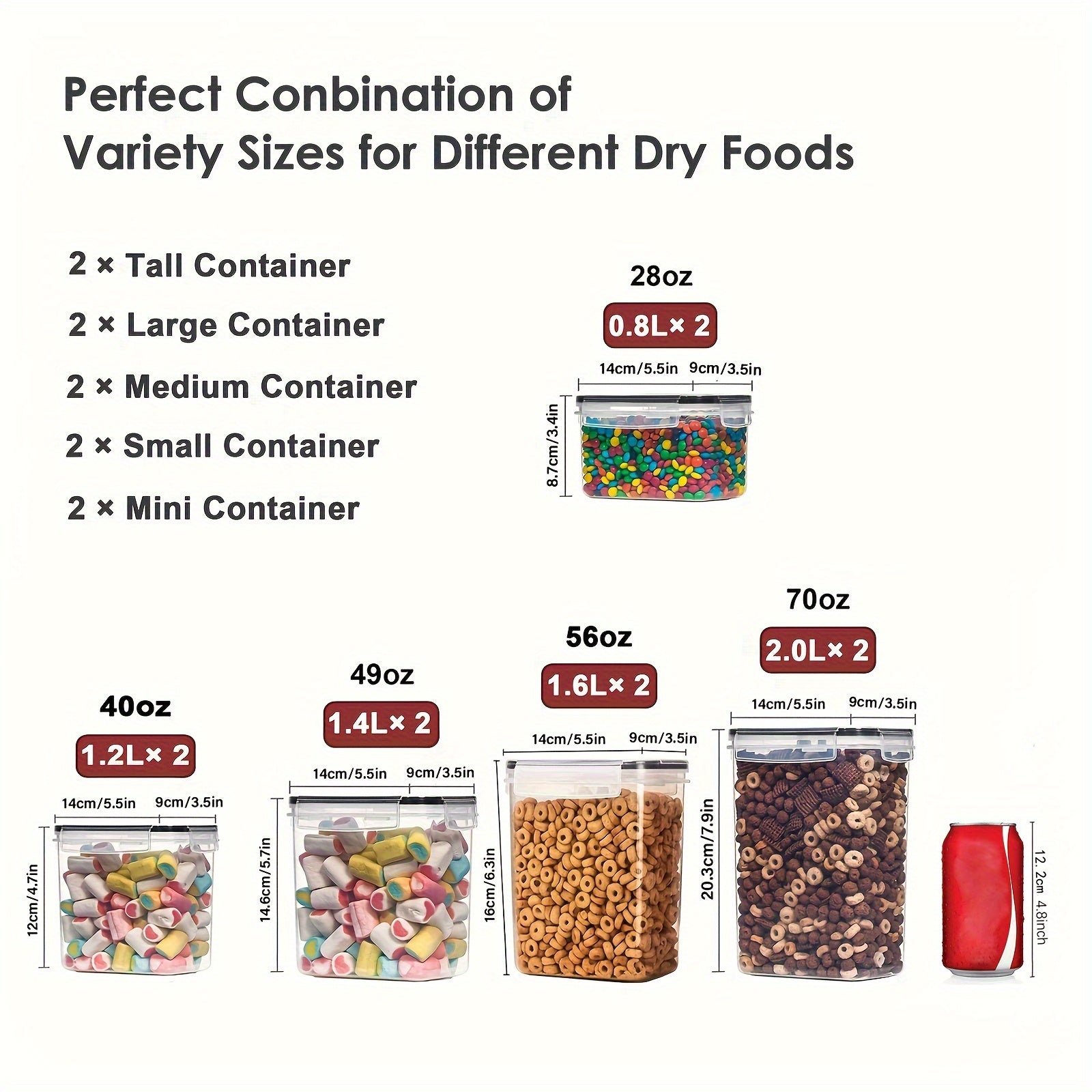 Set of 10 Airtight BPA-Free Plastic Pet Food Storage Containers with Labels and Marker