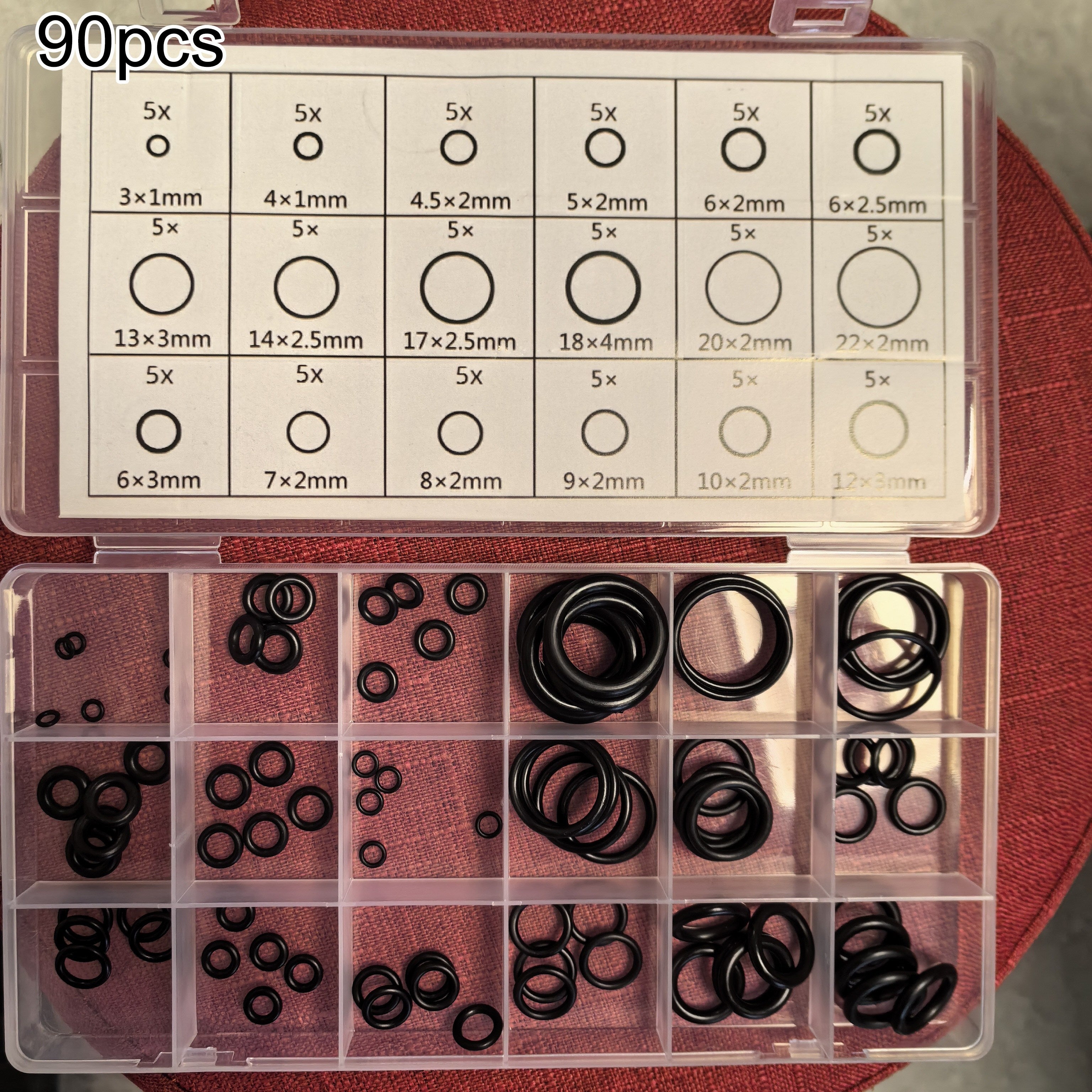 Набор резинок O-Ring в ассортименте с 18 размерами, идеален для автомобильного ремонта, сантехники и соединений для воздуха и газа.