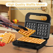 Yuqori tezlikda isitadigan, yopishmaydigan qoplamali vafli tayyorlagich. Portativ, bosish bilan boshqariladigan va Yevropa standart rozetkaga ega. Oilaviy nonushta uchun 1000W dan kam kuch bilan bardoshli plastmassa konstruktsiya.