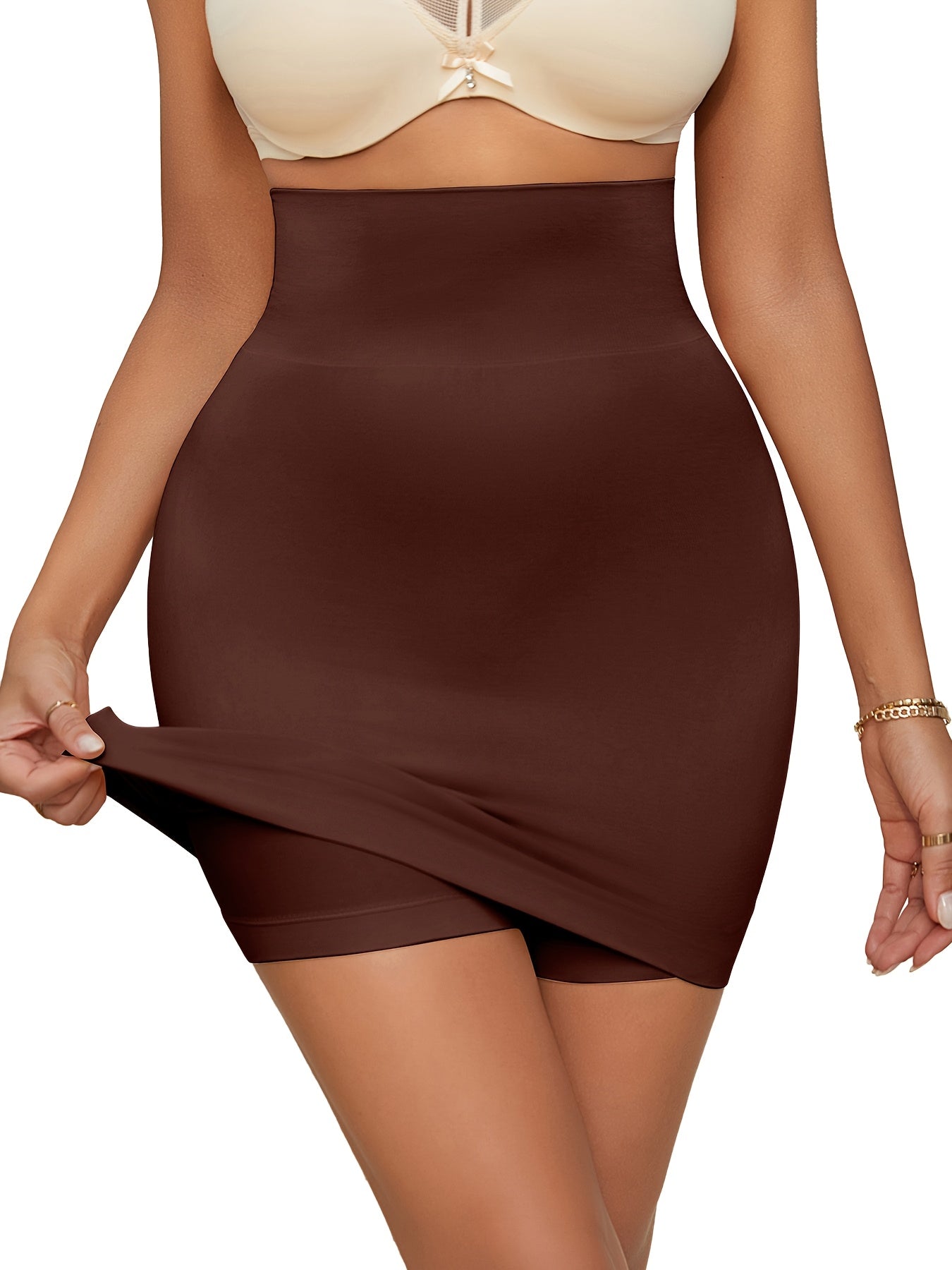 Women's High-Waisted Body-Shaping Skirt Pants Solid Color Pencil Skirt with Built-In Shorts