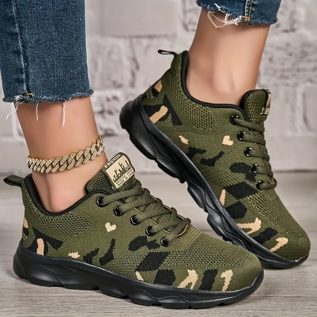Women's Camo Mesh Sneakers Lightweight Non-Slip Running Shoes