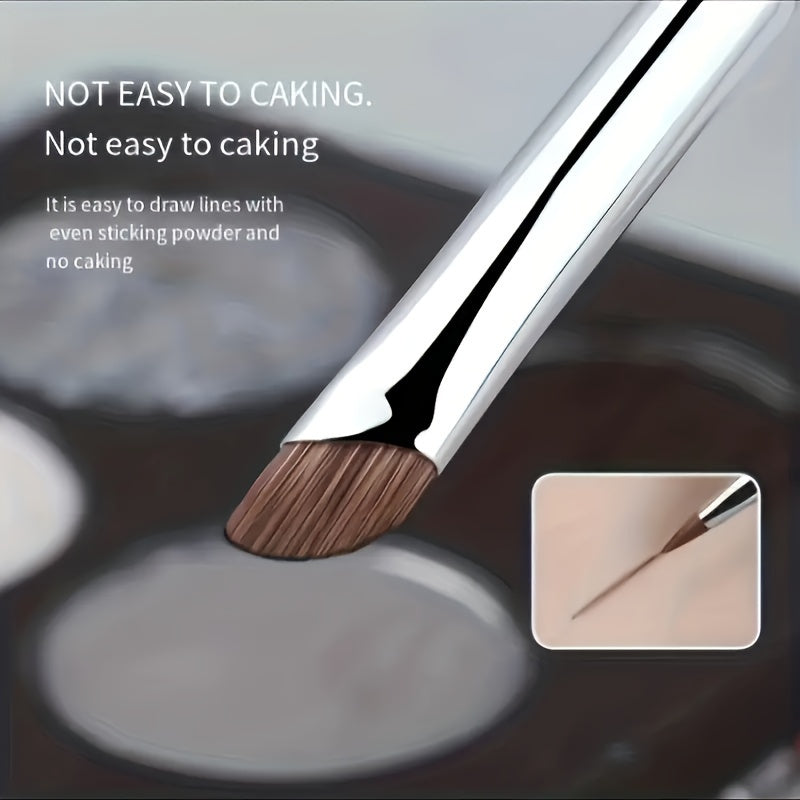 Unisex Synthetic Angled Eyeliner and Brow Brush Flat Tip for Detailed Makeup