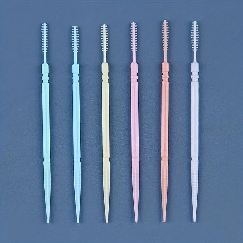 100 Pcs Double-Ended Interdental Brushes Dental Picks for Plaque Removal