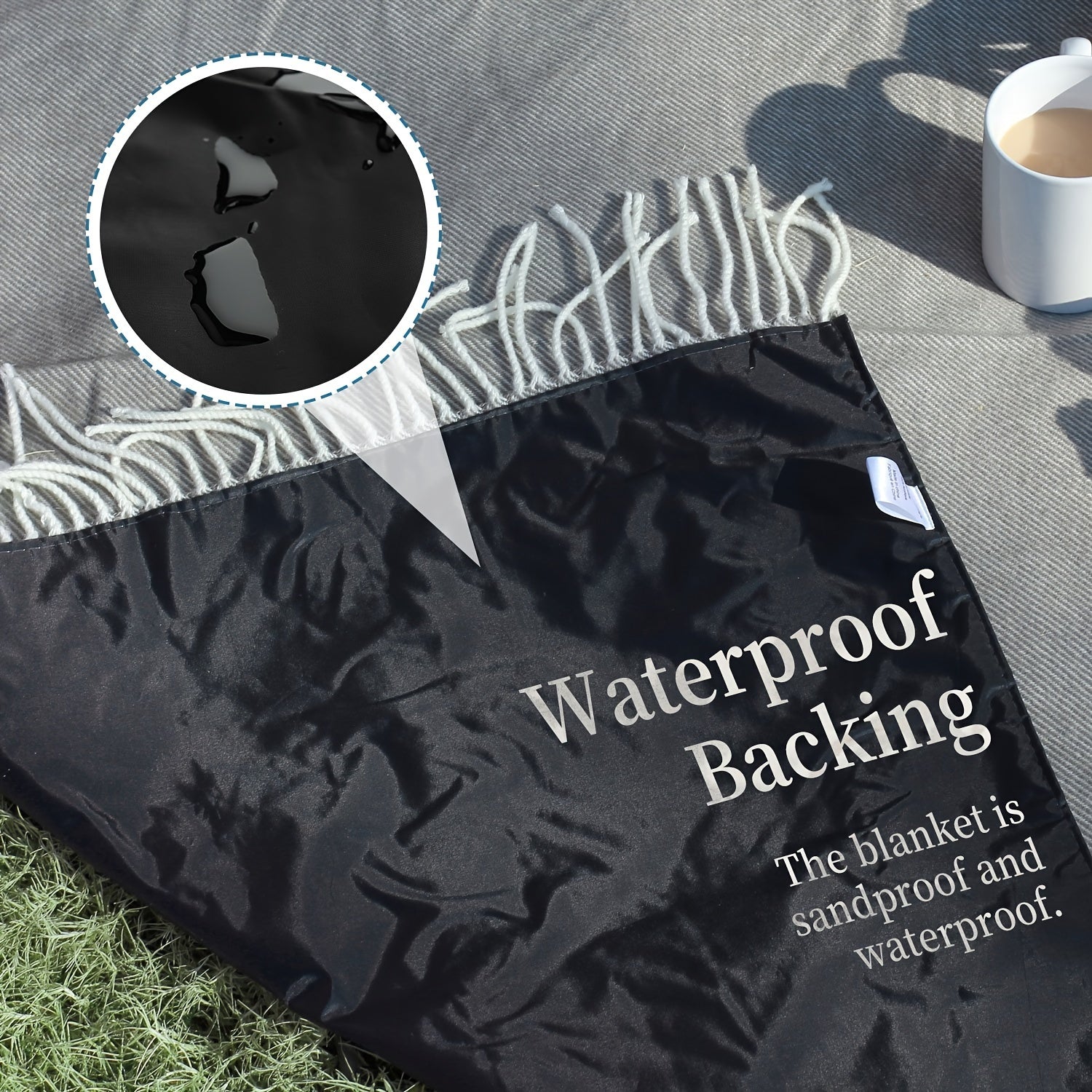 XL "Good Gain" Водонепроницаемый пикниковый плед - прочный и мягкий, песчаный outdoor мат с кожаными ручками, компактный для кемпинга, походов, пляжа, газона и парка - полосатый дизайн, пикниковый мат