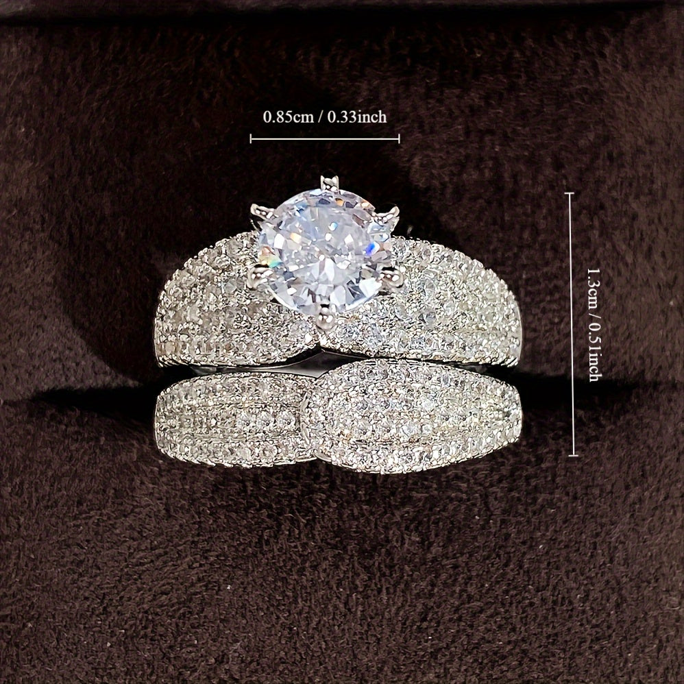 2 ta 925 kumush qoplamali kelin to'y zirkoniy halqalar to'plami - Nikoh, takliflar va sovg'alar uchun mukammal