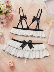 Sheer Lace Bowknot Lingerie Set for Women