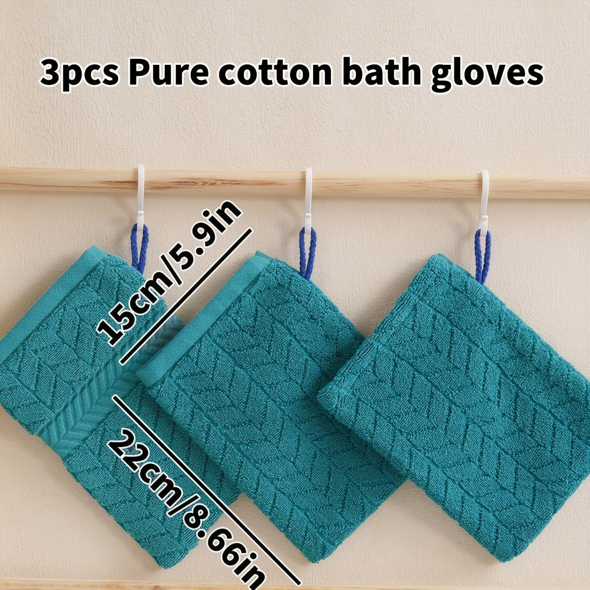 Cotton Bath Gloves for Makeup Removal Geometric Pattern in Pink Green Black White Teal Blue