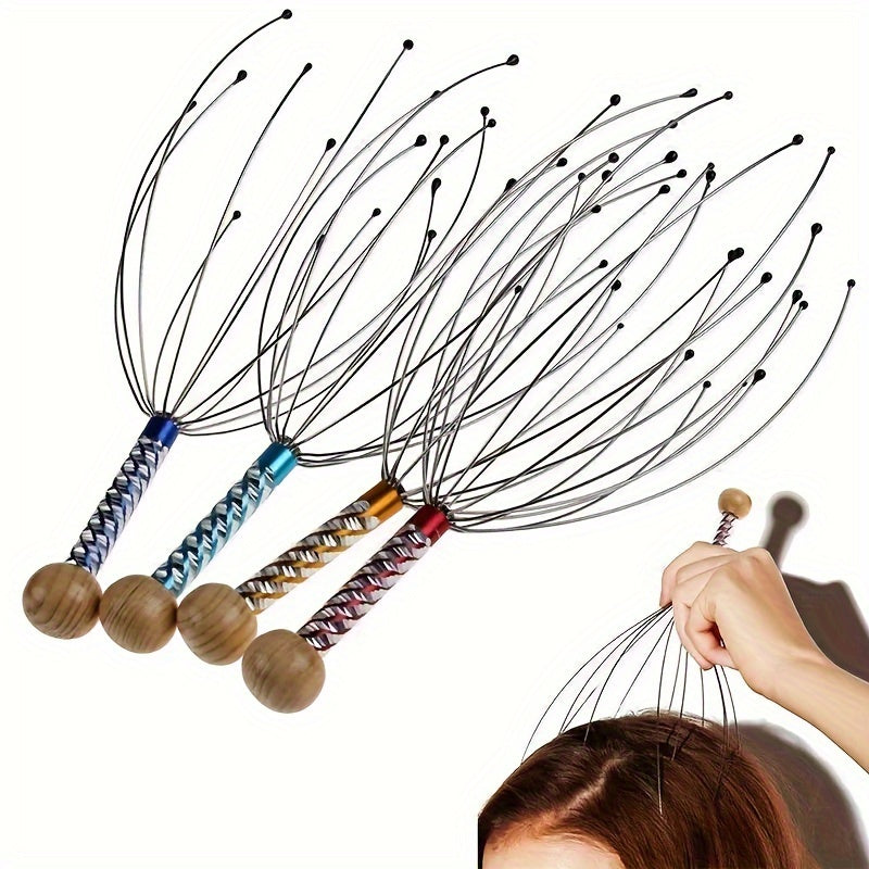 Metal Head Massager Octopus Design Deep Tissue Scalp Massage Tool Portable for Home Travel