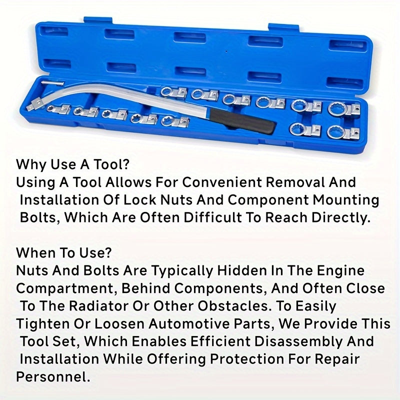 15 Piece Carbon Steel Timing Belt Tensioner Pulley Wrench Set 12-Point 12-19mm