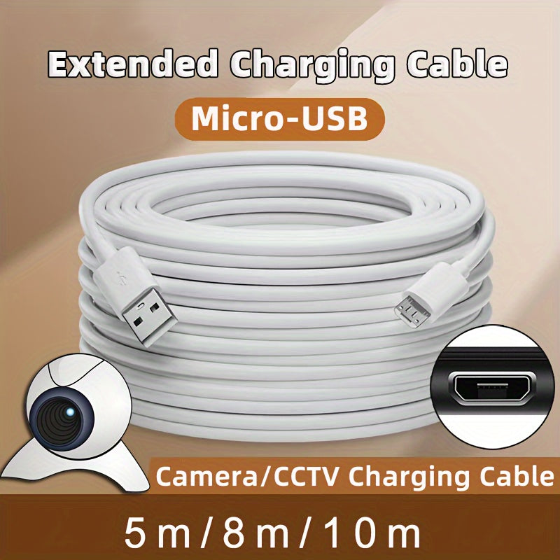 Cable de alimentación para cámara de seguridad blanca de 5-10m USB 5V para vigilancia exterior