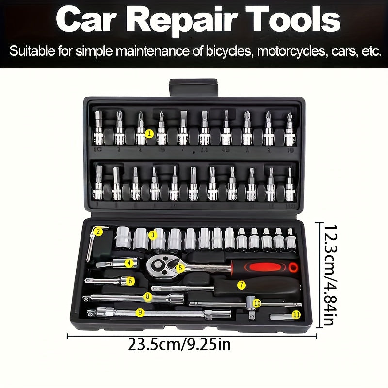 Household Outdoor Dual-Use Car Repair Tool Set 46/216pcs with Sockets