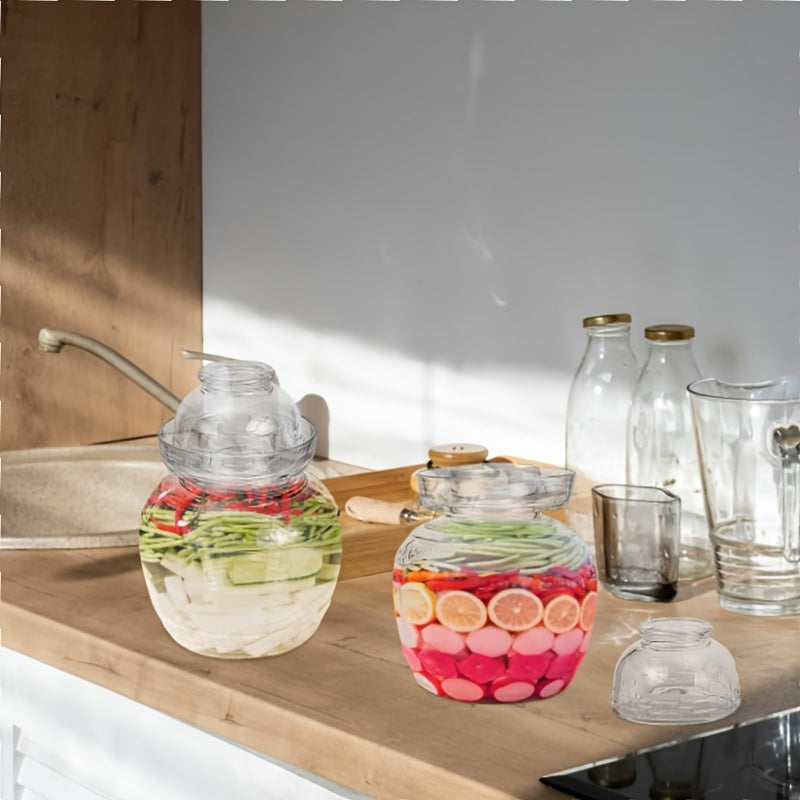 Glass Fermentation Jar with Water Seal Airlock and Cleaning Brush for Pickles Kimchi Sauerkraut and Kombucha