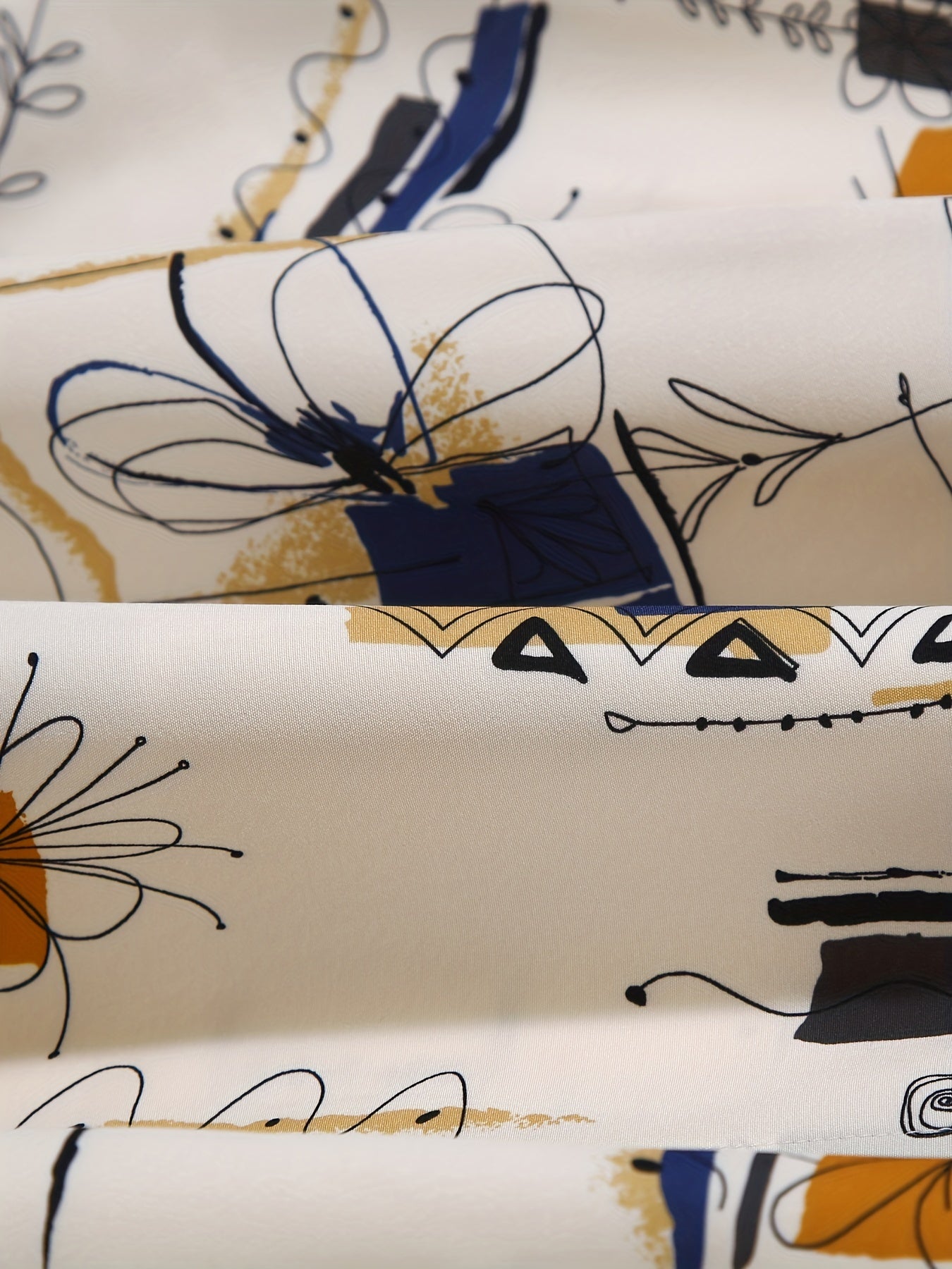 Plus Size Floral Print Long Sleeve Shirt Woven Fabric Asymmetrical Hem