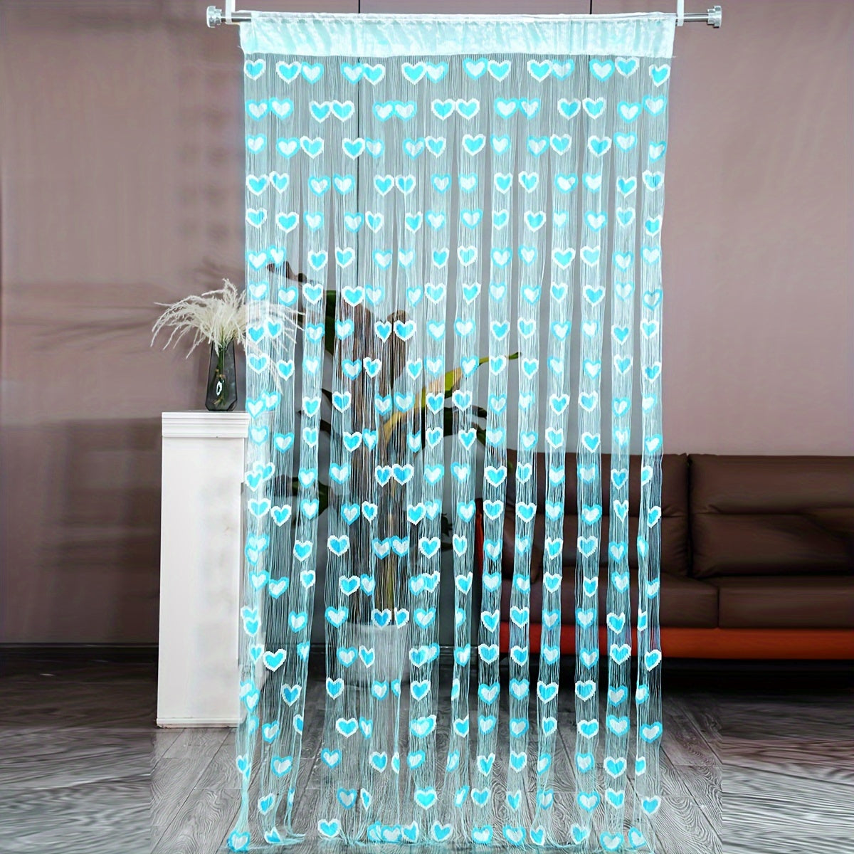 Sheer Curtain Romantic Heart Design Lightweight Polyester for Weddings Home Decor