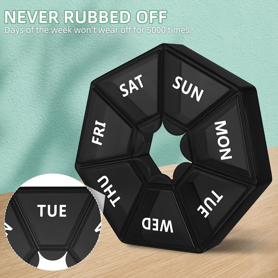 Portable 7-Day Plastic Pill Organizer with Weekly Labels for Travel