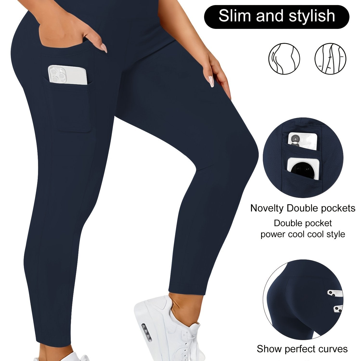 Plus Size High Waist Stretchy Leggings with Pockets for Yoga and Workout