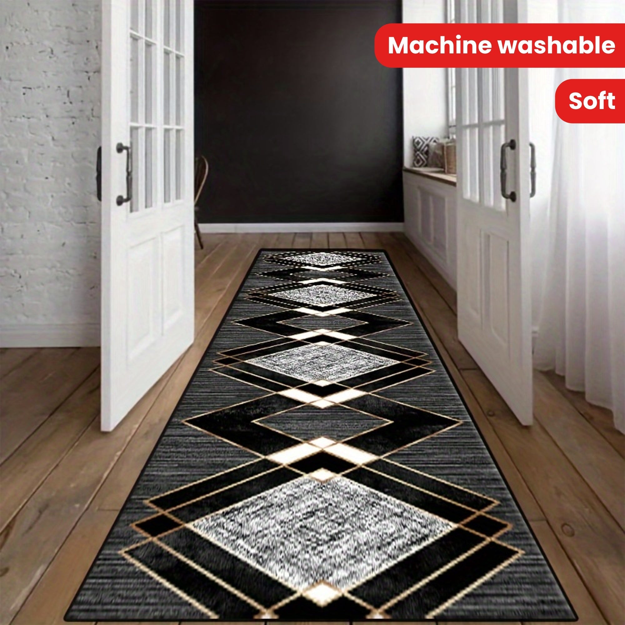 Bohemian Vintage Long Hallway Rug 6mm Thick Crystal Velvet Indoor Outdoor