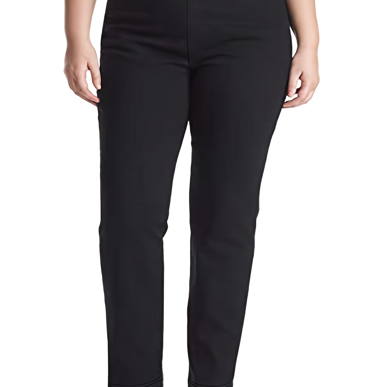 Women's Polyester Knit Fabric Straight Leg Pants Medium Stretch Solid Color