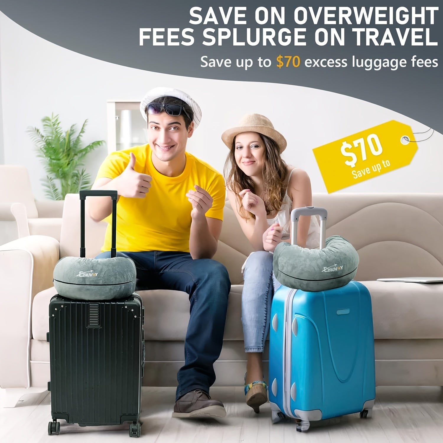 U-Shaped Travel Neck Pillow Soft Flannel Adjustable Strap Machine Washable