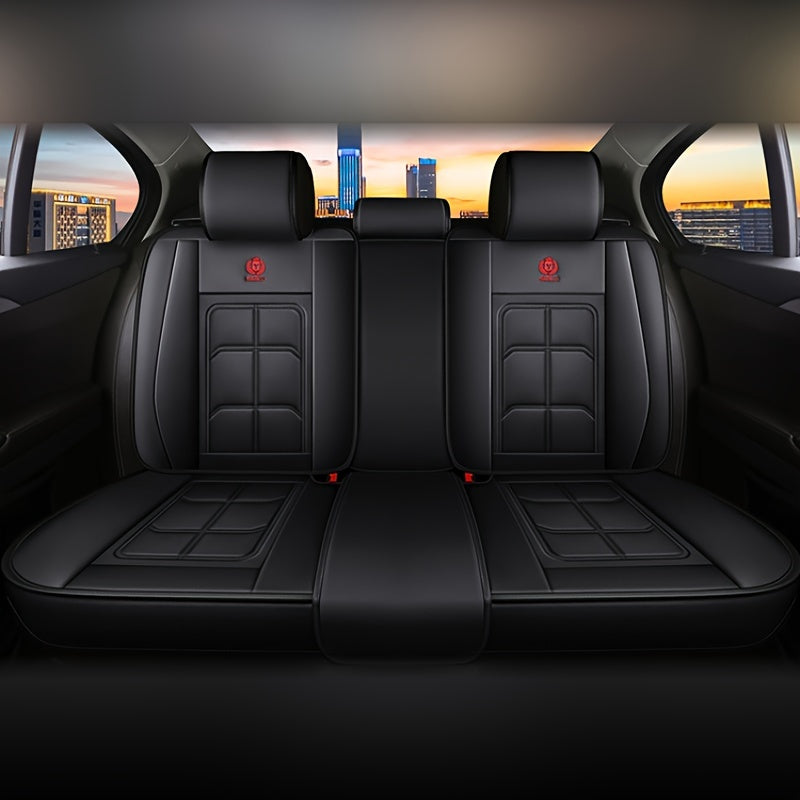 PU Leather Car Seat Covers with Red Accents for Sedans and SUVs Durable Comfortable Interior Accessory