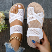 Women's Summer Mesh Slip-On Sandals with Toe Loop and EVA Sole