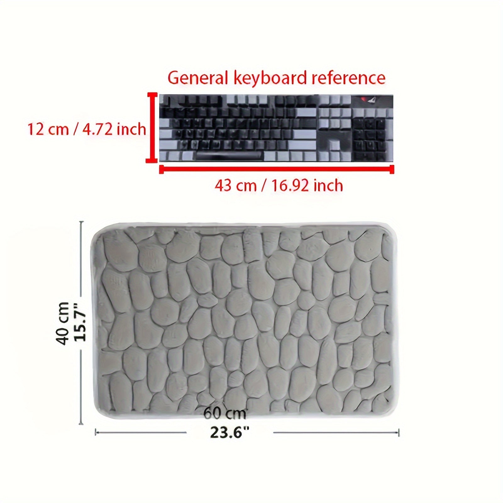 Memory Foam Bath Rug Non-Slip Cobblestone Embossed Water Absorbent