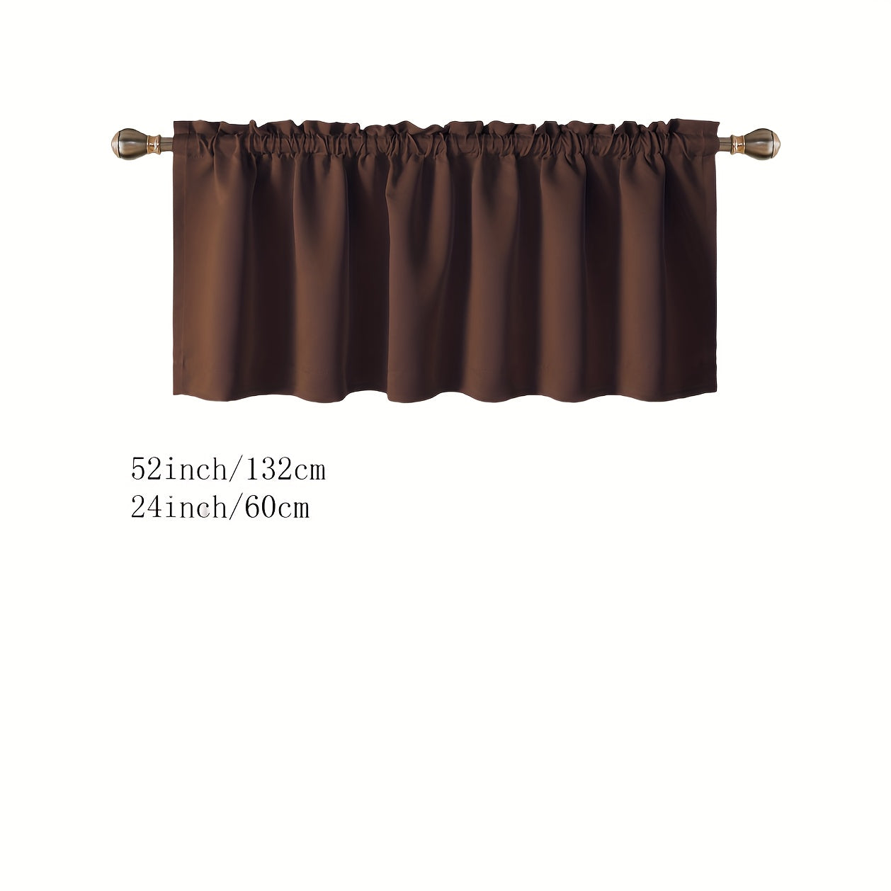 Blackout Insulated Rod Pocket Window Valance for Kitchen Black