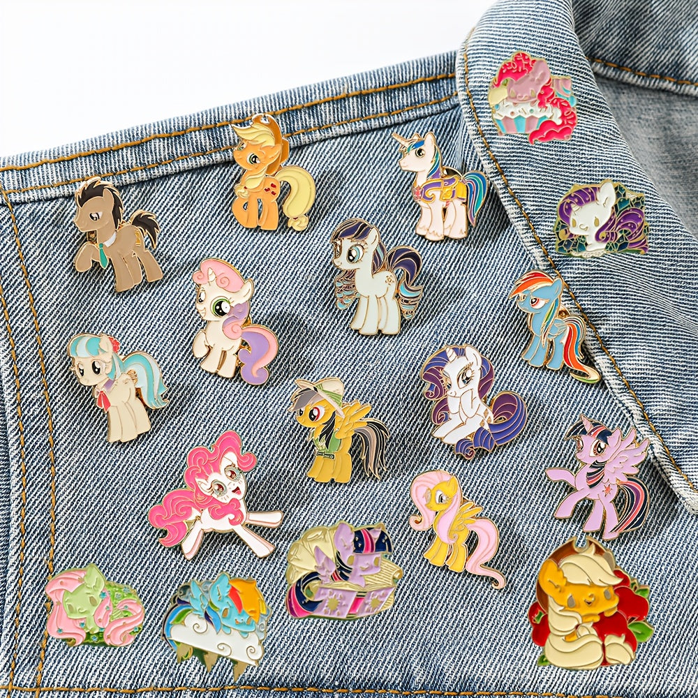 Backpacklar va kiyimlar uchun My Little Pony mavzusidagi 6, 12 yoki 18 ta karton emal pinlar to'plami