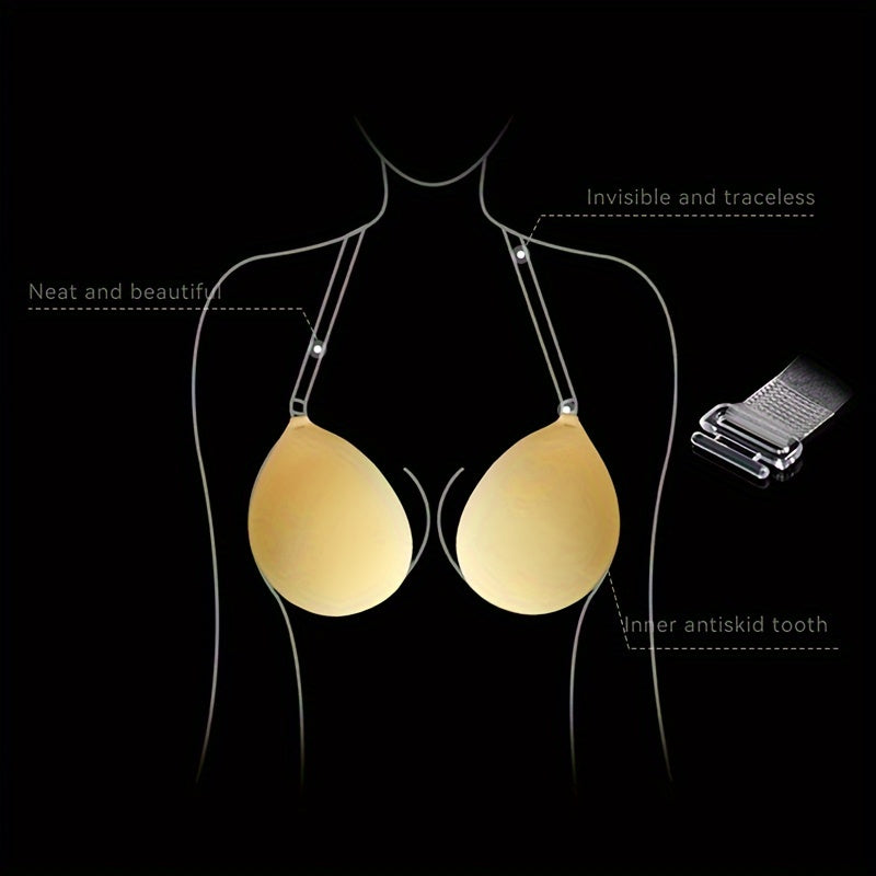 Silicone Lift Bra Strapless Wireless Push Up with Invisible Petals for Wedding Dress