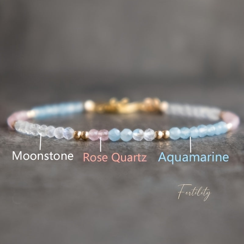 Женский браслет из бусин лунного и солнечного камня для подарка и украшений