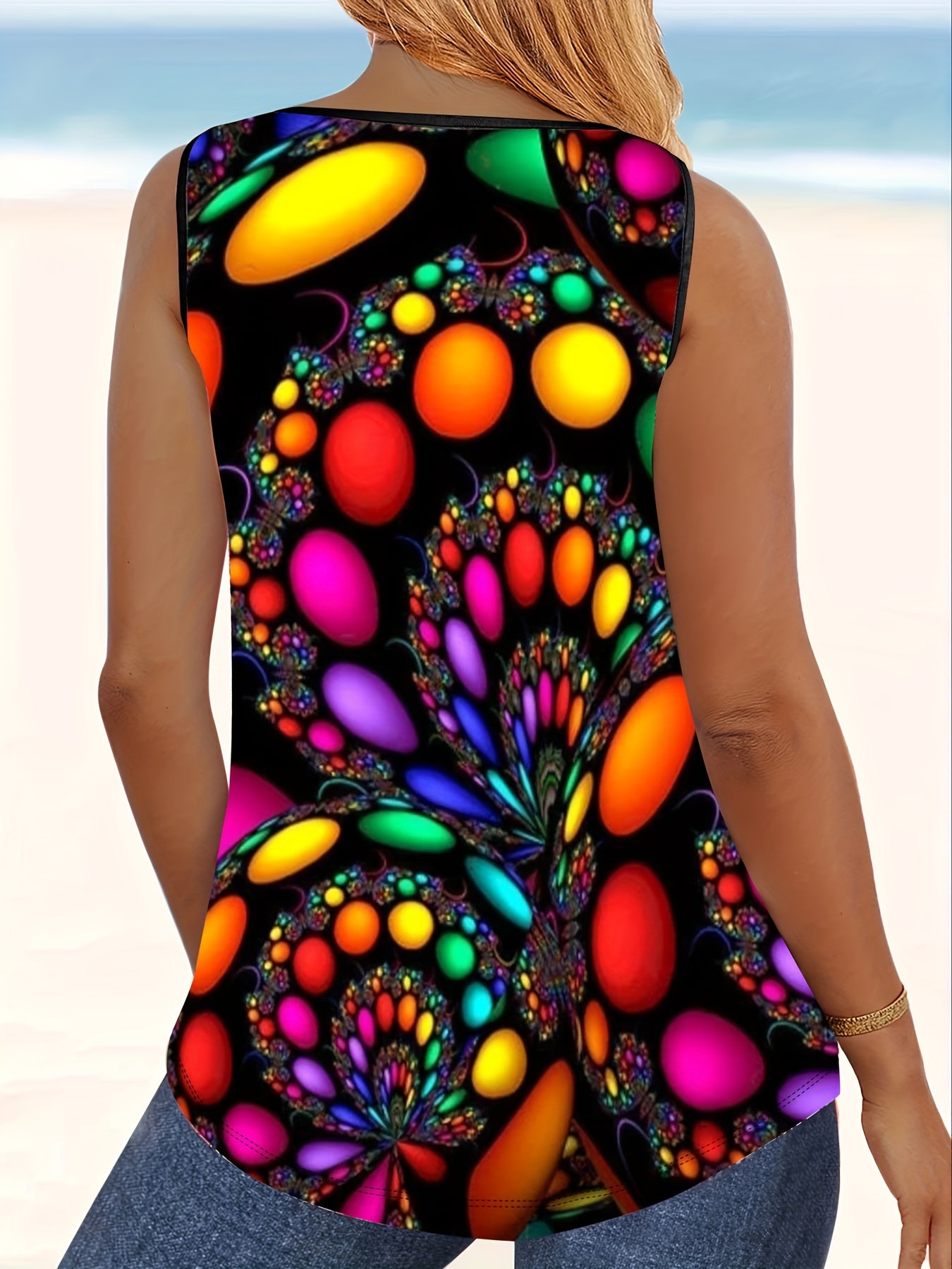 Женская майка без рукавов с цветочным принтом plus size черная летняя повседневная блузка